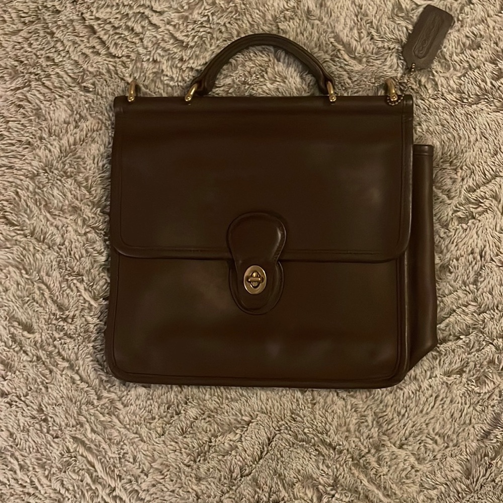 Coach taupe leather handbag